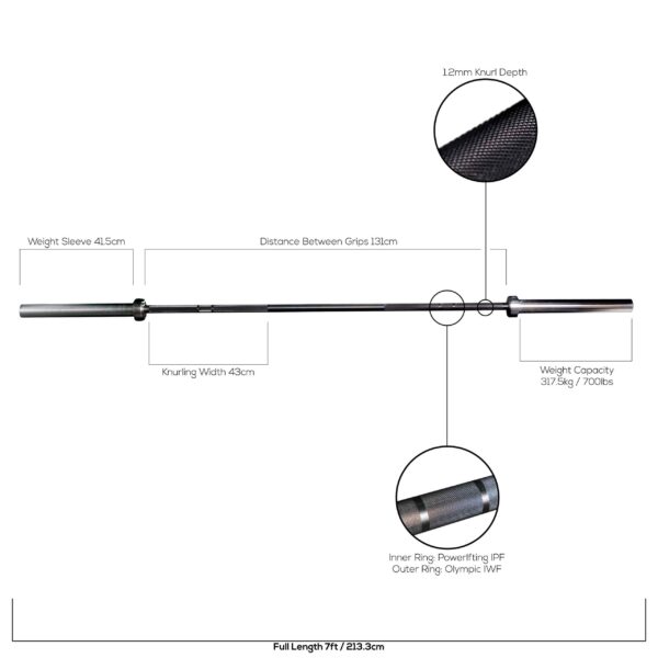 Standard 7ft Olympic Bar (Black) - Image 2
