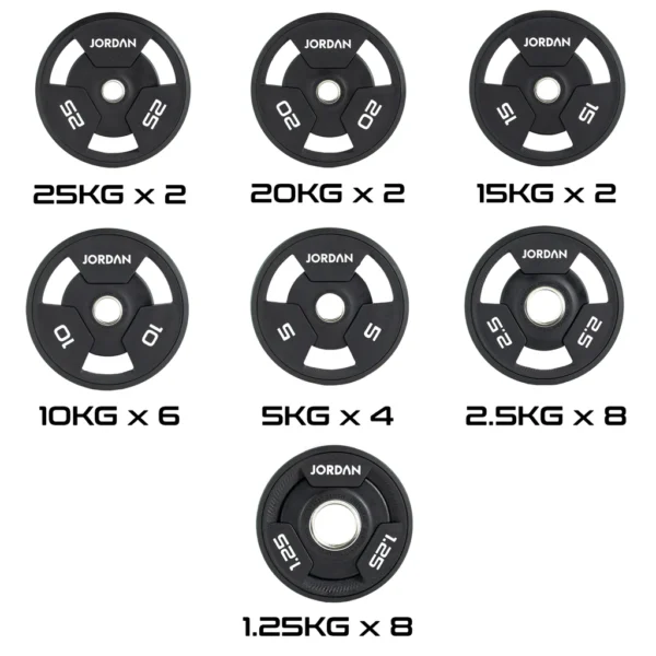 JORDAN® Urethane Tri-Grip Olympic Plates - 200kg Set